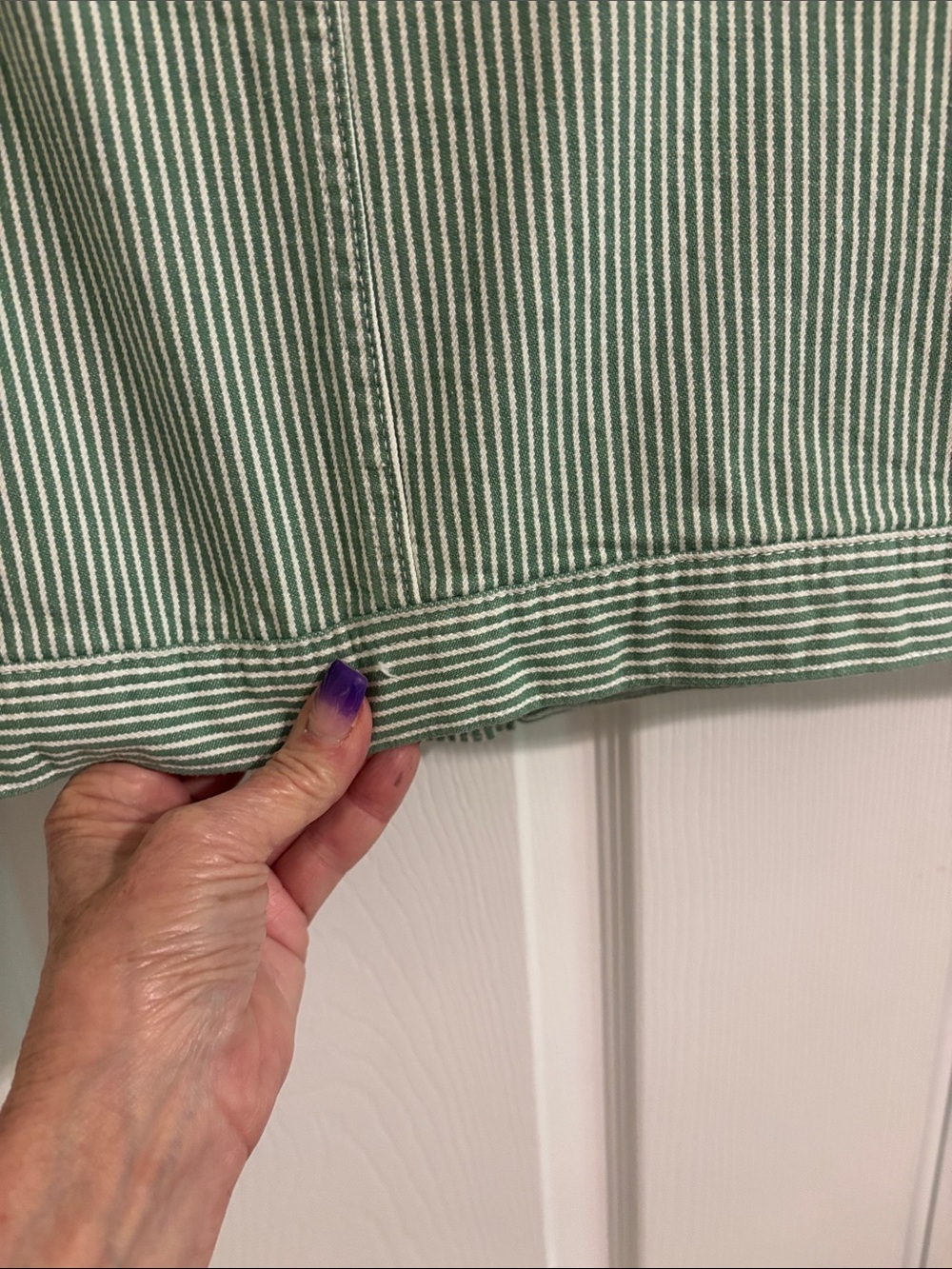 Striped Green Cropped Button Front Vest - Picture 4 of 4